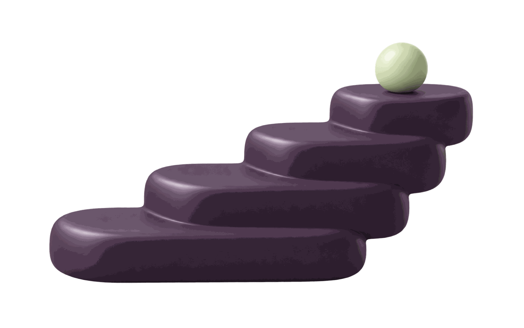 Vier aubergine treden met een pistache bal